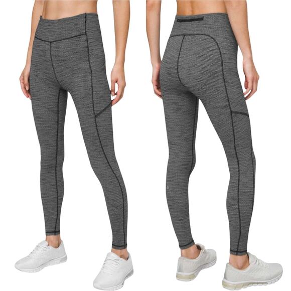 LULULEMON Speed Up Tight 28" Luxtreme Sz 2 Luon Variegated Knit Black Heathered - Picture 1 of 11